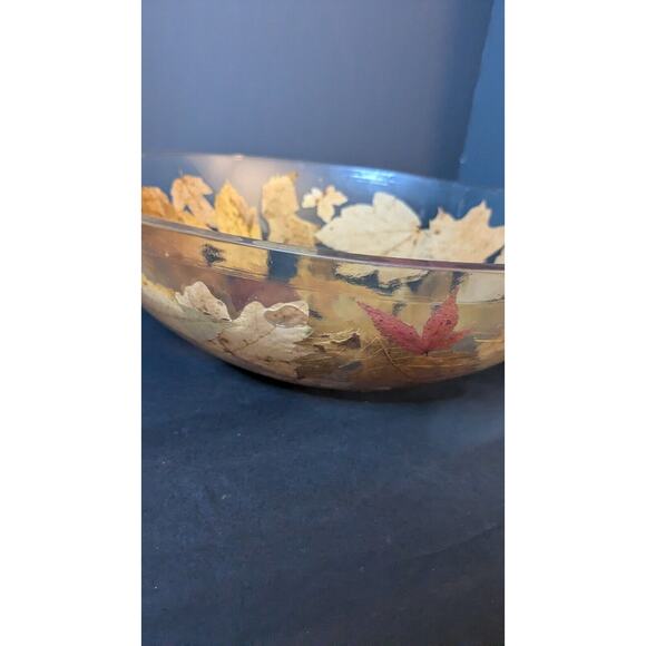 Vintage Hall Vtg Resinplast Italian Made Autumn Leaves Bowl 11\